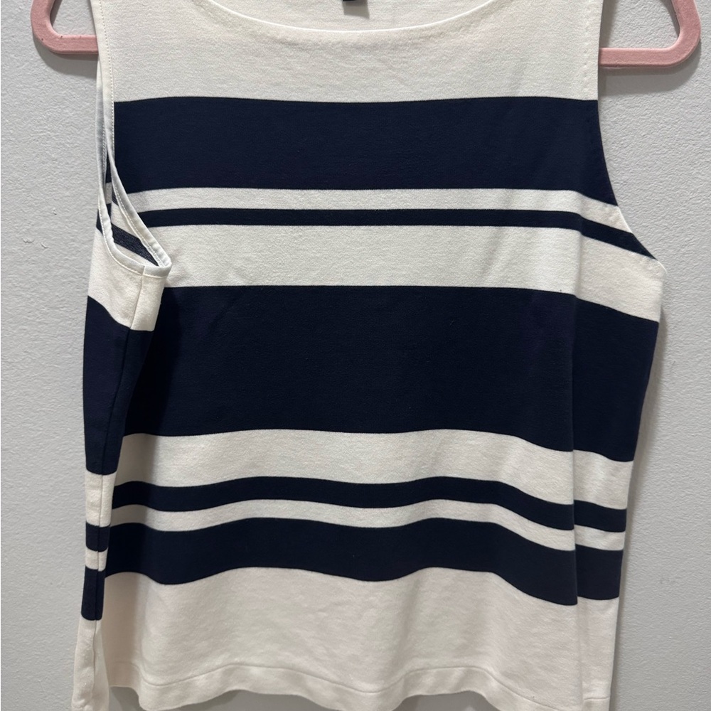 Ann Taylor Blue and White Boxy Tank Top